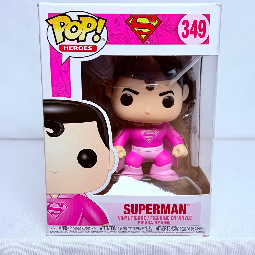 Funko Pop Heroes 349 Superman Pink BCRF Breast Cancer Awareness Vinyl Figure